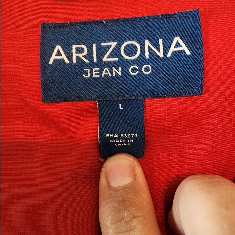Arizona Packable Pouch Color Block Windbreaker Rain Jacket Stowaway mens large - Picture 3 of 7